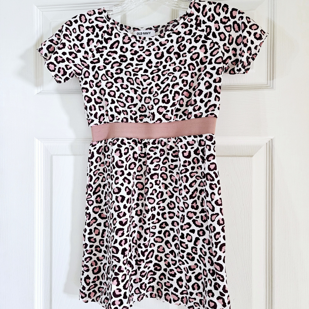 Old Navy Kids Dress Sz 8 Leopard Print with Pink Accents